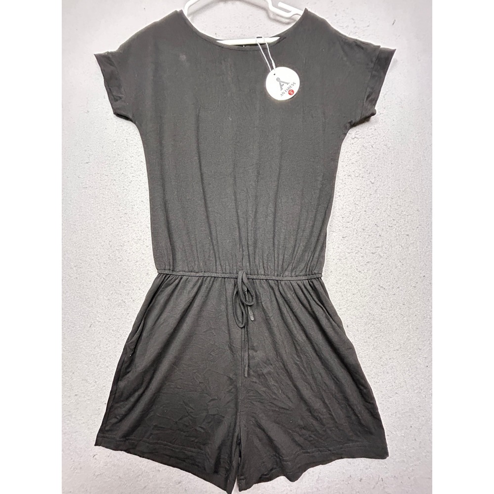 ANRABESS Romper Jersey Knit Black Small Womens